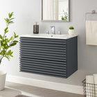 Modway - Render Fixation murale de 30" Vanette de salle de bain - Gris blanc-Coiffeuse à grains de noyer