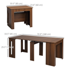 HOMCOM - Table à manger rectangulaire extensible 23,6 po-70,9 po pour 6-8 personnes - brun clair-Ces panneaux peuvent être placés sous la table lorsqu'ils ne sont pas utilisés 