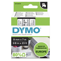 DYMO - Ruban d'étiquettes D1, 9 mm (3/8 po), noir sur transparent-Ruban Dymo Standard D1