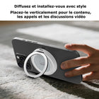 MyBat - Chargeur sans fil magnétique DockIt 360° + Support bague - Blanc-Sécurité intelligente intégrée - Protège contre les surtensions, surintensités, sous-tensions, surchauffe et corps étrangers pour une utilisation fiable