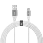 LOGiiX - Piston Connect Braid Eco USB-A vers Lightning - Argent Blanc-Câble USB-A vers Lightning écologique de 1,5 m (*4,92 pi) en partenariat avec #tide