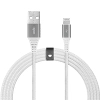 LOGiiX - Piston Connect Braid Eco USB-A vers Lightning - Argent Blanc-Câble USB-A vers Lightning écologique de 1,5 m (*4,92 pi) en partenariat avec #tide