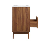 Modway - Soma 48" Vanité de salle de bain à un seul lavabo - Blanc noyer-Trous centraux de 8"