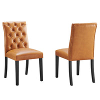 Modway - Duchess Vinyle Chaise à manger Ensemble de 2 - Tan-Rembourrage en mousse dense pour le confort