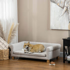 PawHut - Canapé moderne pour animaux, chat ou lit moyen/grand avec coussin de siège amovible - gris clair-Design classique avec trois côtés de soutien 