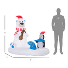 Outsunny - Ours polaire et pingouin de pêche gonflables de 6' pour Noël avec LED - Blanc-La toile en polyester certifiée IP44 convient à un usage intérieur et extérieur