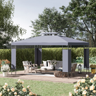 Outsunny - Pavillon d’extérieur 10 pi l x 13 pi L - auvent de pavillon à double toit - gris-Toit à deux niveaux avec ventilation pour réduire la chaleur et le vent