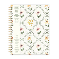 Orange Circle - Studio 2027 Agenda très grand format à spirale - 11 po x 8-1/2 po - Cadre floral - Bilingue-Doté pages d’agenda hebdomadaires et mensuelles