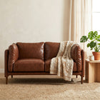 HOMCOM - Canapé d’amour 59 po en cuir PU avec assise large - brun-Couleur : Marron 