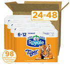 Royale - Tiger Papier Essuie-tout - paquet de 24-98 demi-feuilles par rouleau, qui ne se briseront pas, même lorsqu'ils sont mouillés