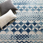 Modway - Reflect Giada Abstract Diamant Marocain Treillis Tapis intérieur/extérieur 5 pi l x 8 pi L - Ivoire et bleu-Dessous en caoutchouc de prise