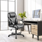 Chaise de bureau de direction en similicuir de CorLiving - Noir-Accoudoirs en boucle et inclinés pour le soutien