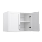 Prepac - Cabinet de rangement mural Elite 32 po avec portes à panneaux, cabinet de garde-manger avec 1 étagère ajustable - Blanc-Fini en stratifié noir profond durable