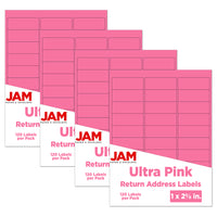 JAM Paper Étiquettes adresse pour le courrier, 2 5/8 x 1 po, rose rythmé Astrobright, 480 par paquet-3,2 oz
