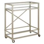 Hudson&Canal - Chariot-bar Wilson 30 po de largeur - Nickel satiné-Un design contemporain moderne pour votre cuisine, votre bureau, votre espace de divertissement et plus encore