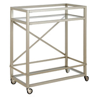 Hudson&Canal - Chariot-bar Wilson 30 po de largeur - Nickel satiné-Un design contemporain moderne pour votre cuisine, votre bureau, votre espace de divertissement et plus encore