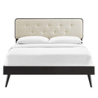 Modway - Bridgette Bois Lit à plateforme complet avec pieds écartés, Noir beige-Rubberwood Legs