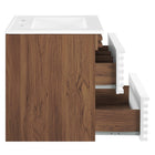 Modway - Render Support mural de 24" Vanette de salle de bain - Blanc Noyer Blanc-Tiroirs à extension complète