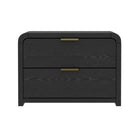 Manhattan Comfort - Table de nuit moderne Grace 28" à 2 tiroirs - Noir et Or-Table de nuit aux lignes épurées fabriquée en bois manufacturé pour un look de chambre moderne et chaleureux