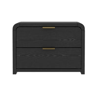 Manhattan Comfort - Table de nuit moderne Grace 28" à 2 tiroirs - Noir et Or-Table de nuit aux lignes épurées fabriquée en bois manufacturé pour un look de chambre moderne et chaleureux