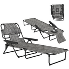Outsunny - Chaise longue pliante avec dossier inclinable - chaise de bronzage - gris mélangé-Pour que des personnes puissent bronzer ou se détendre ensemble autour de la piscine