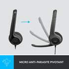 Casque d’écoute USB H390 de Logitech-Le microphone pivote pour ne pas gêner l’écoute de musique ou le visionnage d’un film