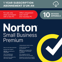 Norton - Small Business Premium, Cybersécurité Professionnelle avec Antivirus pour nouveau PC - 10 appareils - Abonnement de 1 an [Téléchargement]-Une adresse e-mail valide doit être fournie lors du paiement