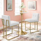 Modway - Privy Tissu rembourré Tabouret de comptoir - Or Blanc - Ensemble de 2-Tissu polyester doux pour tissu