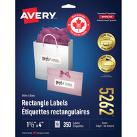 Avery - Étiquettes rectangulaires blaches avec Easy Peel, 1-1/3 po x 4 po, Paquet de 350 (5262)-1 1/3 x 4 po, blanche