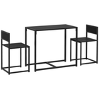 HOMCOM - Ensemble de salle à manger industriel 3 pièces pour petit espace - noir-Ensemble de 3 pièces composé d'une table à manger et de 2 chaises assorties