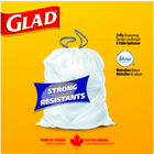 Glad - Sacs à ordures blancs,  sacs à ordures ForceFlex à cordon coulissant avec senteur fraîche et propre de Febreze fraîcheur - 25L - Paquet de 36-CORDON COULISSANT À TRIPLE ÉPAISSEUR qui permet de nouer le sac rapidement et facilement. Même les sacs pleins à craquer sont faciles à soulever et à transporter.