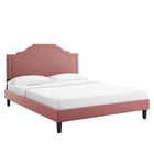 Modway - Adelaide Performance Velvet Lit de plateforme King, Rose poussiéreuse-Système de soutien en lattes de bois