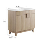 Modway - Miles 36" Vanette de salle de bain - Chêne blanc-Portes articulées