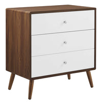 Modway - Transmit 3 tiroirs Poitrine, Blanc noyer-COFFRE 3 TIROIRS - Adoptez le style moderne du milieu du siècle dans la chambre avec cette commode polyvalente à trois tiroirs. Dimensions : 31 » de large x 18,5 » de large x 33 » de haut; Limite de poids : 134 lb