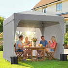 Outsunny - Tente auvent pliante 9.6 pi l x 9.6 pi L avec 3 parois latérales - Installation facile à 1 bouton - Gris clair-Conception pop-up avec verrouillage central à une pression pour un montage sans outils en seulement 30 minutes