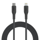 AXS - PROCharge Câble tressé Premium USB-C vers Lightning (2.4M) - Noir/Gris-Fabriqué à partir de matériaux recyclés
