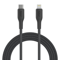 AXS - PROCharge Câble tressé Premium USB-C vers Lightning (2.4M) - Noir/Gris-Fabriqué à partir de matériaux recyclés