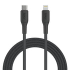 AXS - PROCharge Câble tressé Premium USB-C vers Lightning (2.4M) - Noir/Gris-Fabriqué à partir de matériaux recyclés