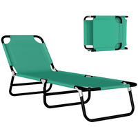 Outsunny - Chaise longue pliante - chaise de bronzage 5 positions - vert foncé-Convient pour les parcs extérieurs, jardins, terrasses, bords de piscine, vérandas, plages, et plus encore