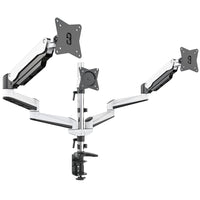 ShoppingAll - Support pour écran LCD à triple ressort à gaz avec bras pivotant - blanc-Peut accueillir trois moniteurs 15"-32", chaque bras peut supporter un moniteur de 17,6lb/8kg avec des trous de montage VESA de 75mm x75mm ou 100mm x 100mm.