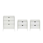 Manhattan Comfort - commode mid-century modern Coney et 2 tables de chevet - blanc - ensemble de 3-Ensemble de chambre à coucher de 3 pièces de style mid-century modern comprenant une commode et 2 tables de nuit