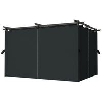 Outsunny - Pergola Extérieur avec Auvent Rétractable et Rideaux - 10 pi x 13 pi - Gris Foncé-Quatre rideaux délimitent l’espace pour des rassemblements privés ou ouverts 