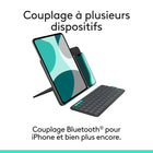 Logitech - Flip Folio pour iPad Pro 11 pouces, iPad Air 11 pouces-Durée de vie des piles de 2 ans : piles bouton remplaçables (4 piles CR2016 incluses avec le clavier Bluetooth)	