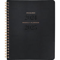 AT-A-GLANCE - Agenda scolaire hebdomadaire/mensuel Signature 2024-2025 - 8 3/8 po x 11 po - noir - anglais-13 mois avec onglets mensuels imprimés : juillet 2024 - juillet 2025