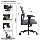 Kopplen - Chaise De Bureau Ergonomique Avec Support Lombaire - Gris-Capacité de poids maximale : 341lbs (154.67kgs)