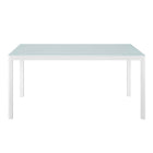 Modway - Raleigh 59 po Terrasse extérieure Aluminium Table à manger, Blanc-Plateau de table en verre trempé