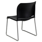 Chaise empilable noire profilée HERCULES d’une capacité de 880 lb à dossier complet avec base traîneau enduite de poudre grise-Matériel polypropylène