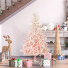HOMCOM - Arbre de Noël artificiel de 5ft décoration maison ouverture automatique - Rose-Les branches réalistes en PVC donnent un aspect plein et luxuriant à l'arbre 