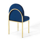 Modway - Isla Performance Velvet Fauteuil d’appoint de salle à manger Ensemble de 2 - Marine d’or-Capsules de pied non marquées