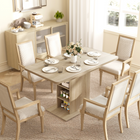 HOMCOM - Table à manger extensible 43,3 po-51,2 po avec étagères de rangement ouvertes pour 4-6 personnes - bois naturel-Le piédestal central comprend six étagères pour un rangement organisé 